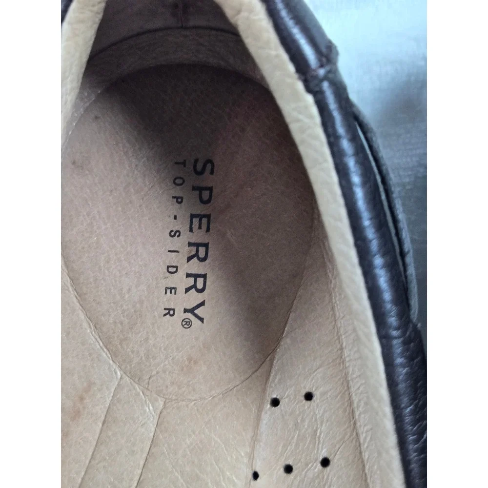 Sperry Top-Sider Mens Dark Brown Leather Loafers Moc Toe Shoes‎ Boat shoe 10.5